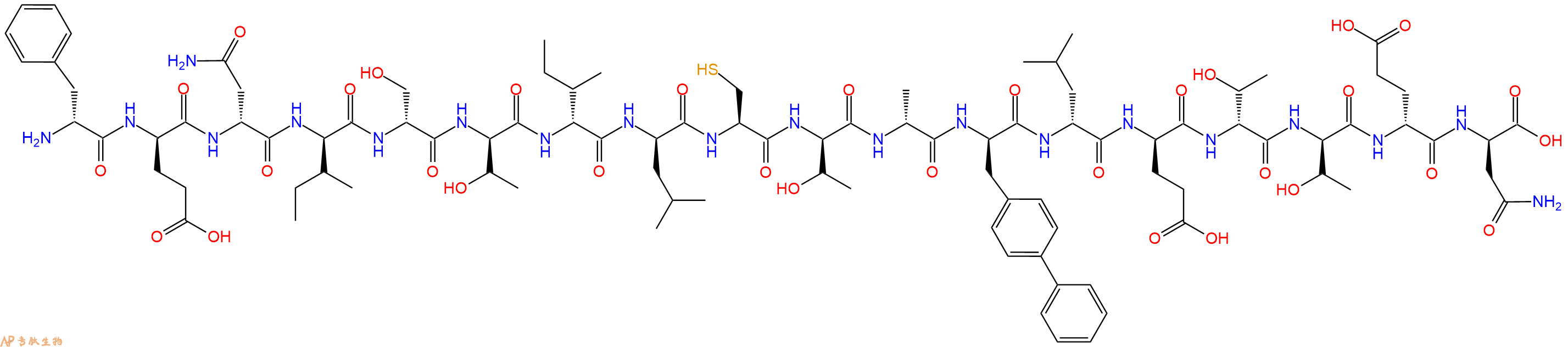 专肽生物产品H2N-DPhe-DGlu-DAsn-DIle-DSer-DThr-DIle-DLeu-Cys-DThr-DAla-DBip-DLeu-DGlu-DThr-DThr-DGlu-DAsn-OH