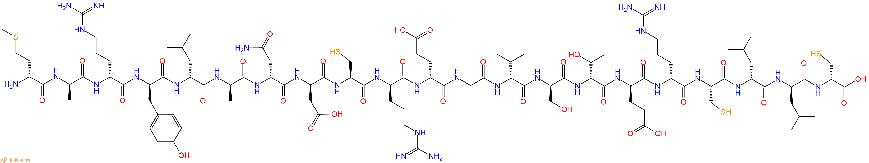专肽生物产品H2N-DMet-DAla-DArg-DTyr-DLeu-DAla-DAsn-DAsp-Cys-DArg-DGlu-Gly-DIle-DSer-DThr-DGlu-DArg-Cys-DLeu-DLeu-DCys-OH