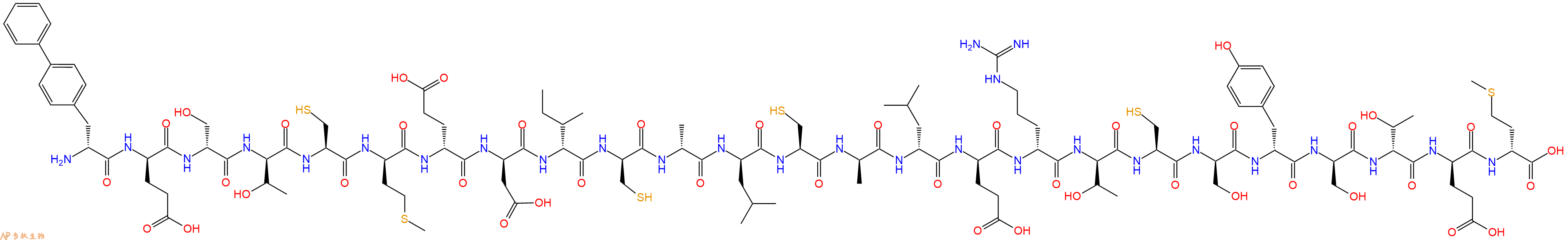 专肽生物产品H2N-DBip-DGlu-DSer-DThr-Cys-DMet-DGlu-DAsp-DIle-DCys-DAla-DLeu-Cys-DAla-DLeu-DGlu-DArg-DThr-Cys-DSer-DTyr-DSer-DThr-DGlu-DMet-OH