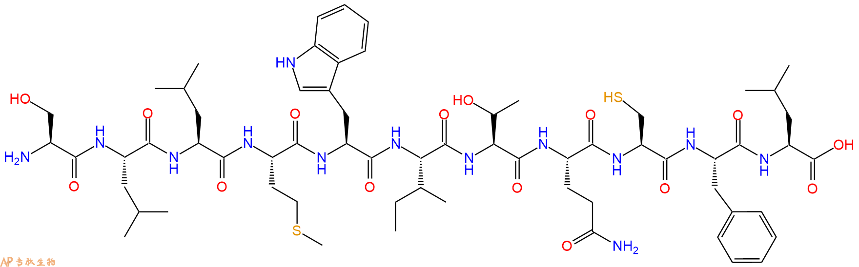 专肽生物产品H2N-Ser-Leu-Leu-Met-Trp-Ile-Thr-Gln-Cys-Phe-Leu-OH
