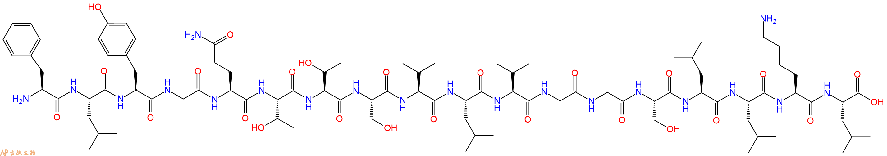 专肽生物产品H2N-Phe-Leu-Tyr-Gly-Gln-Thr-Thr-Ser-Val-Leu-Val-Gly-Gly-Ser-Leu-Leu-Lys-Leu-OH