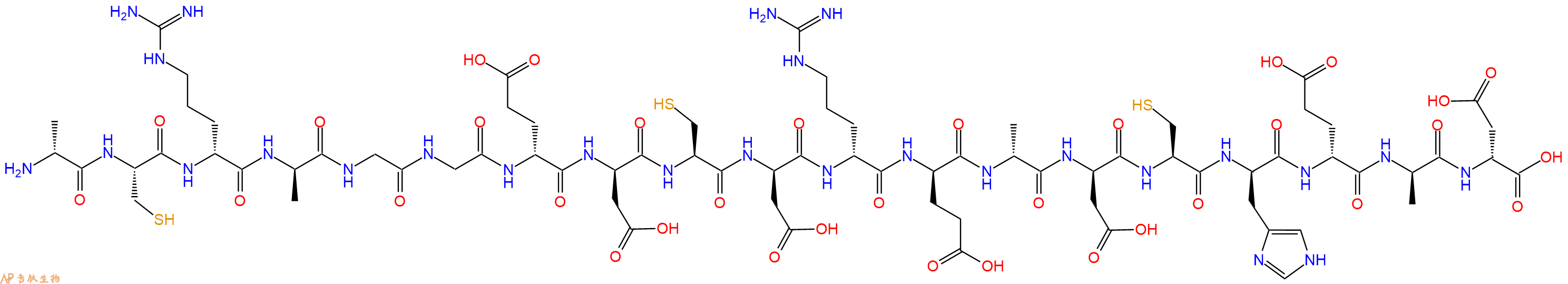 专肽生物产品H2N-DAla-Cys-DArg-DAla-Gly-Gly-DGlu-DAsp-Cys-DAsp-DArg-DGlu-DAla-DAsp-Cys-DHis-DGlu-DAla-DAsp-OH