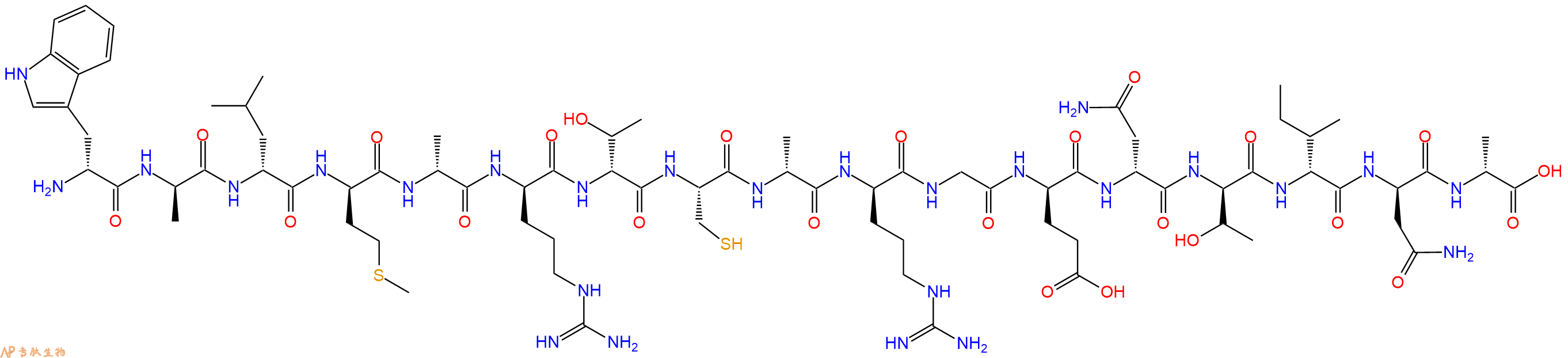专肽生物产品H2N-DTrp-DAla-DLeu-DMet-DAla-DArg-DThr-Cys-DAla-DArg-Gly-DGlu-DAsn-DThr-DIle-DAsn-DAla-OH