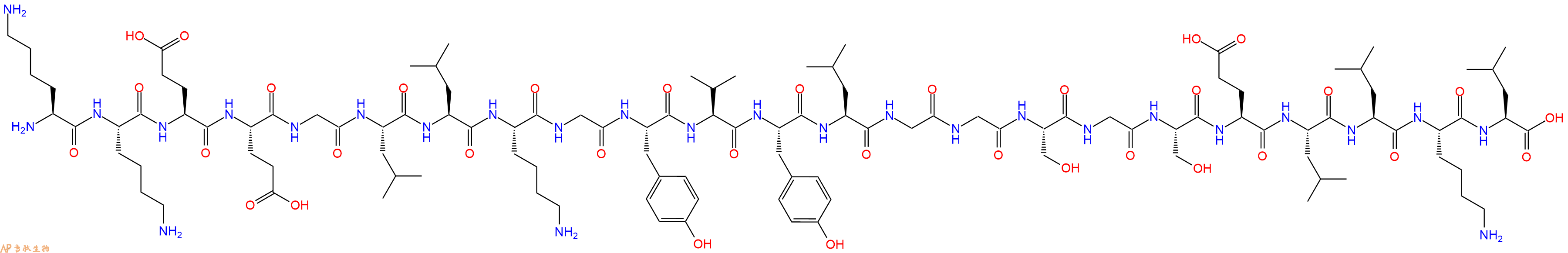 专肽生物产品H2N-Lys-Lys-Glu-Glu-Gly-Leu-Leu-Lys-Gly-Tyr-Val-Tyr-Leu-Gly-Gly-Ser-Gly-Ser-Glu-Leu-Leu-Lys-Leu-OH