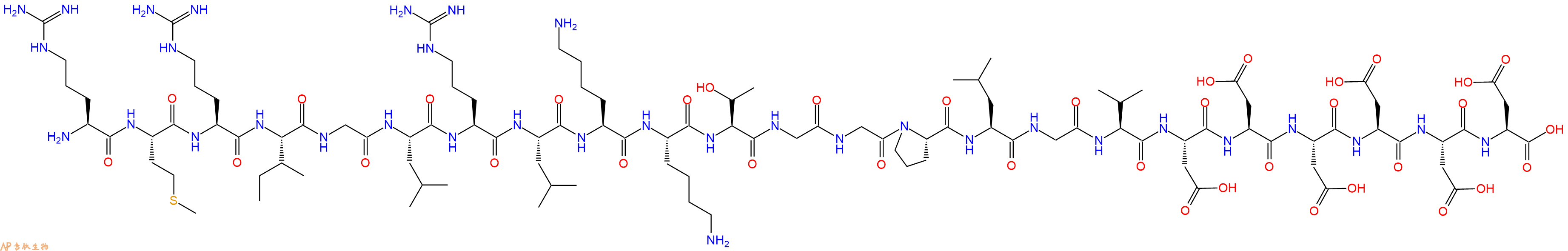 专肽生物产品H2N-Arg-Met-Arg-Ile-Gly-Leu-Arg-Leu-Lys-Lys-Thr-Gly-Gly-Pro-Leu-Gly-Val-Asp-Asp-Asp-Asp-Asp-Asp-OH