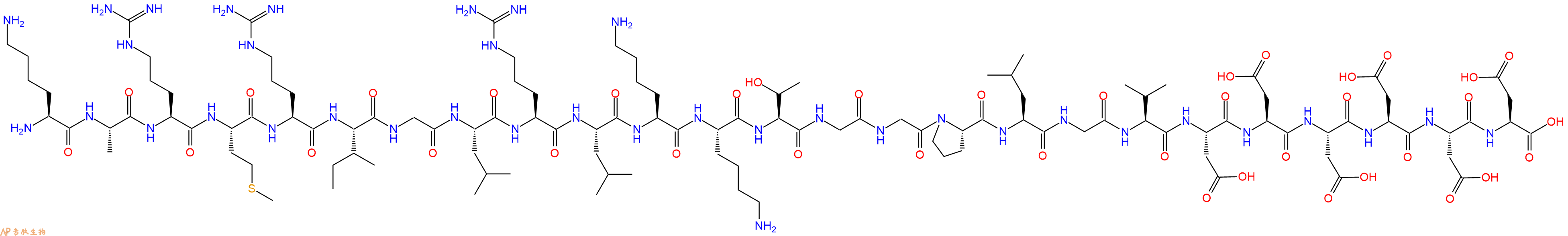 专肽生物产品H2N-Lys-Ala-Arg-Met-Arg-Ile-Gly-Leu-Arg-Leu-Lys-Lys-Thr-Gly-Gly-Pro-Leu-Gly-Val-Asp-Asp-Asp-Asp-Asp-Asp-OH