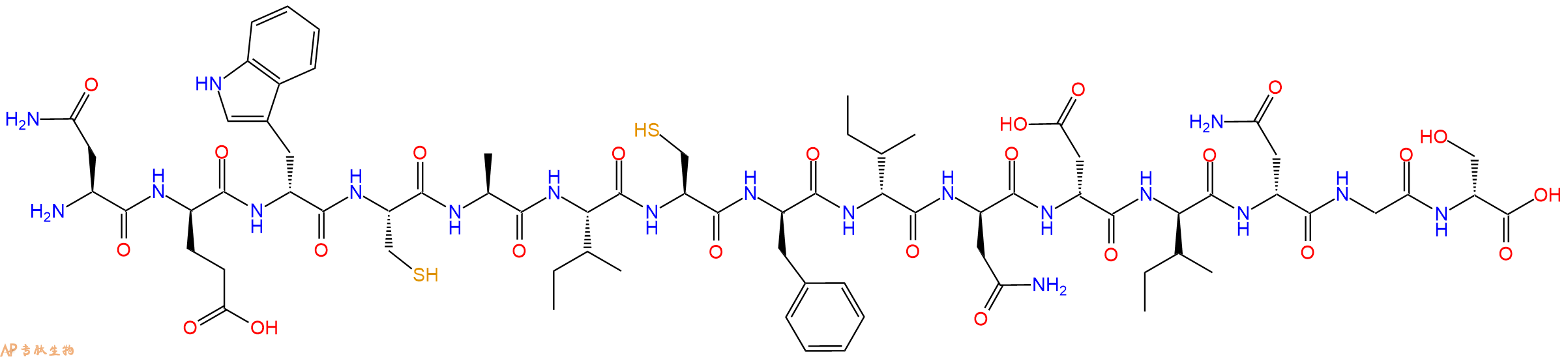 专肽生物产品H2N-Asn-DGlu-DTrp-Cys-Ala-Ile-Cys-DPhe-DIle-DAsn-DAsp-DIle-DAsn-Gly-DSer-OH