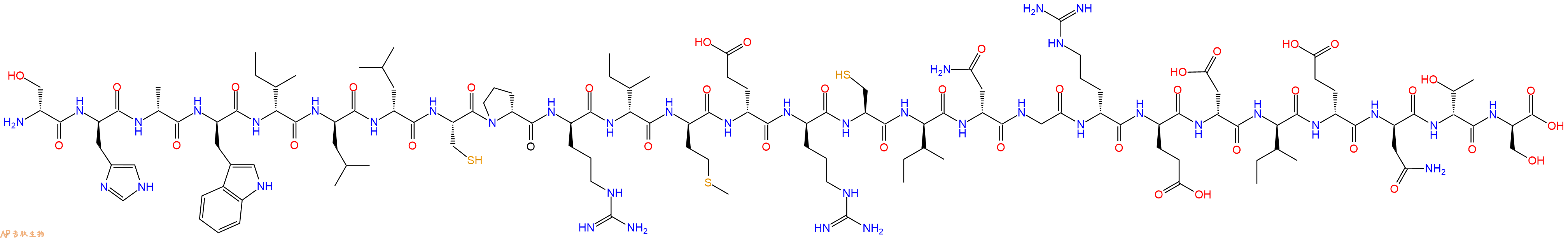 专肽生物产品H2N-DSer-DHis-DAla-DTrp-DIle-DLeu-DLeu-Cys-DPro-DArg-DIle-DMet-DGlu-DArg-Cys-DIle-DAsn-Gly-DArg-DGlu-DAsp-DIle-DGlu-DAsn-DThr-DSer-OH
