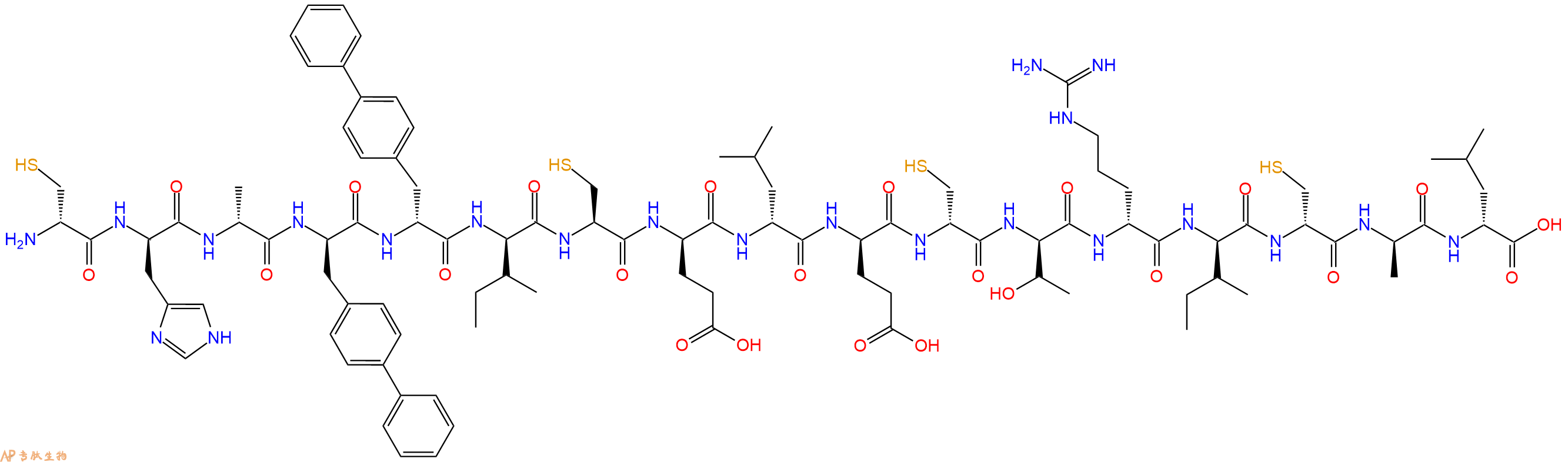专肽生物产品H2N-DCys-DHis-DAla-DBip-DBip-DIle-Cys-DGlu-DLeu-DGlu-DCys-DThr-DArg-DIle-DCys-DAla-DLeu-OH