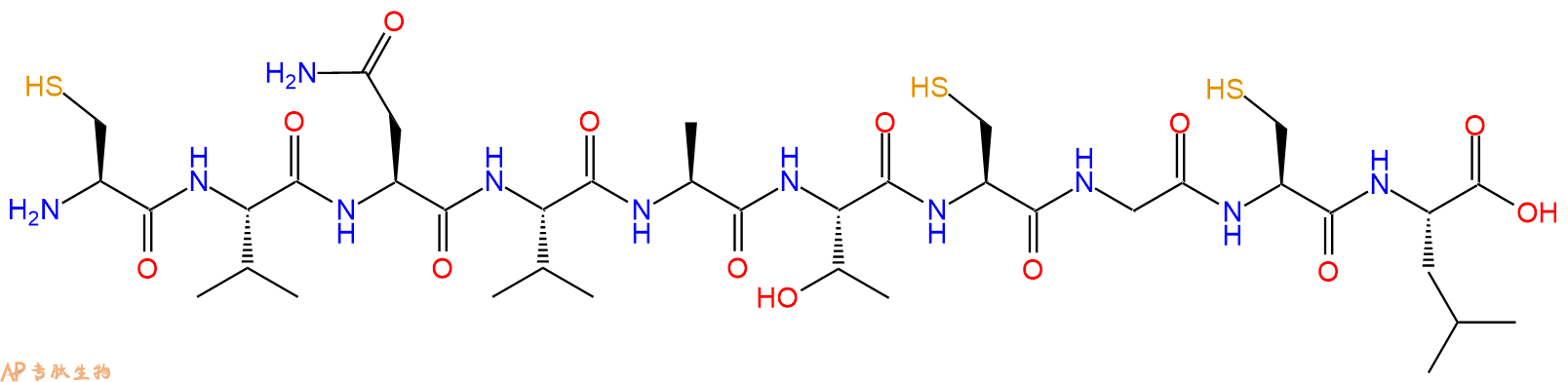 专肽生物产品H2N-Cys-Val-Asn-Val-Ala-Thr-Cys-Gly-Cys-Leu-OH