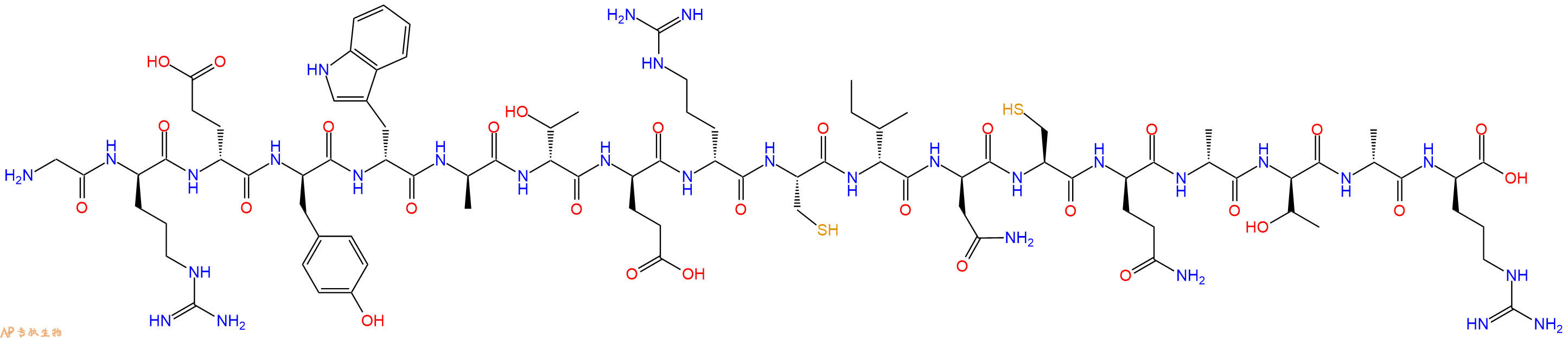 专肽生物产品H2N-Gly-DArg-DGlu-DTyr-DTrp-DAla-DThr-DGlu-DArg-Cys-DIle-DAsn-Cys-DGln-DAla-DThr-DAla-DArg-OH