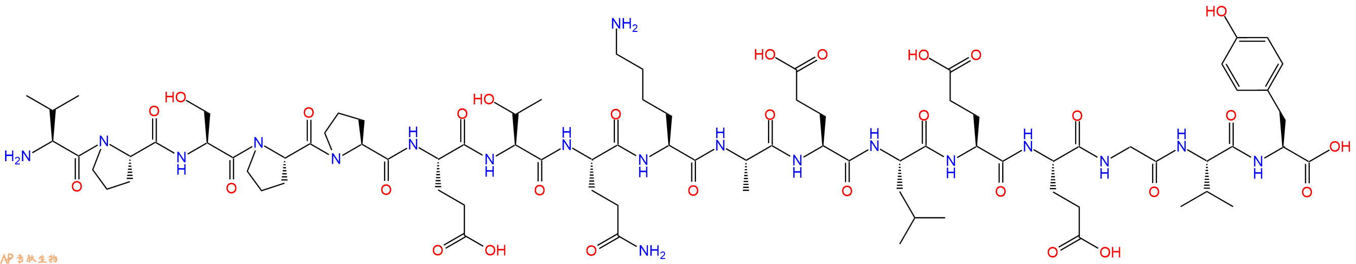 专肽生物产品H2N-Val-Pro-Ser-Pro-Pro-Glu-Thr-Gln-Lys-Ala-Glu-Leu-Glu-Glu-Gly-Val-Tyr-OH