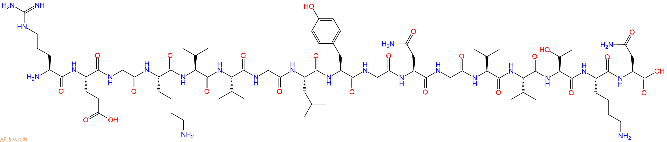 专肽生物产品H2N-Arg-Glu-Gly-Lys-Val-Val-Gly-Leu-Tyr-Gly-Asn-Gly-Val-Val-Thr-Lys-Asn-OH