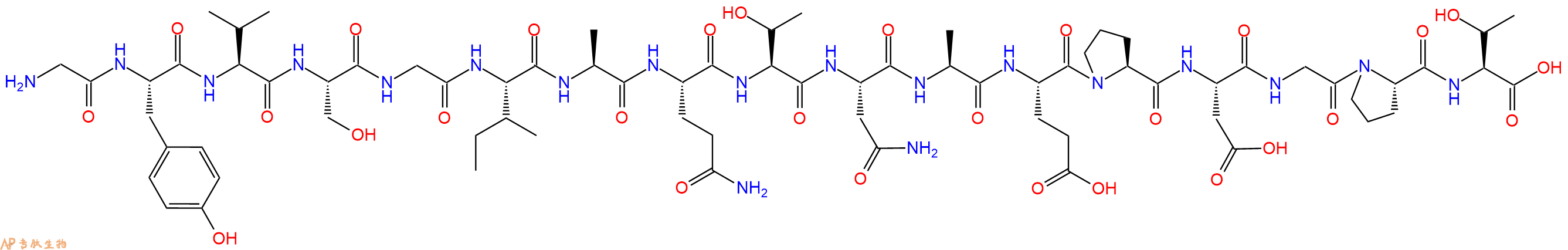 专肽生物产品H2N-Gly-Tyr-Val-Ser-Gly-Ile-Ala-Gln-Thr-Asn-Ala-Glu-Pro-Asp-Gly-Pro-Thr-OH