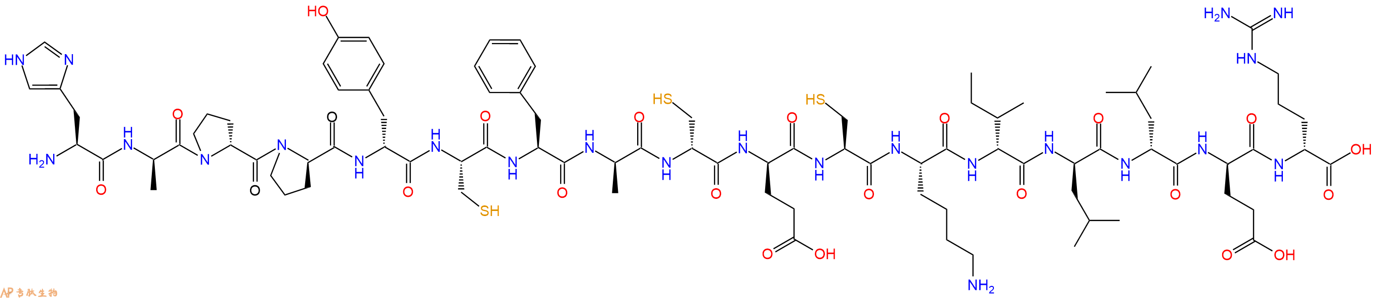 专肽生物产品H2N-His-DAla-DPro-DPro-DTyr-Cys-Phe-DAla-DCys-DGlu-Cys-Lys-DIle-DLeu-DLeu-DGlu-DArg-OH