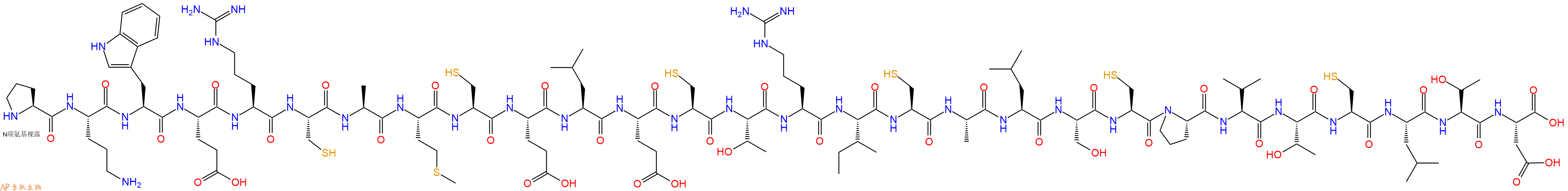 专肽生物产品H2N-Pro-Orn-Trp-Glu-Arg-Cys-Ala-Met-Cys-Glu-Leu-Glu-Cys-Thr-Arg-Ile-Cys-Ala-Leu-Ser-Cys-Pro-Val-Thr-Cys-Leu-Thr-Asp-OH