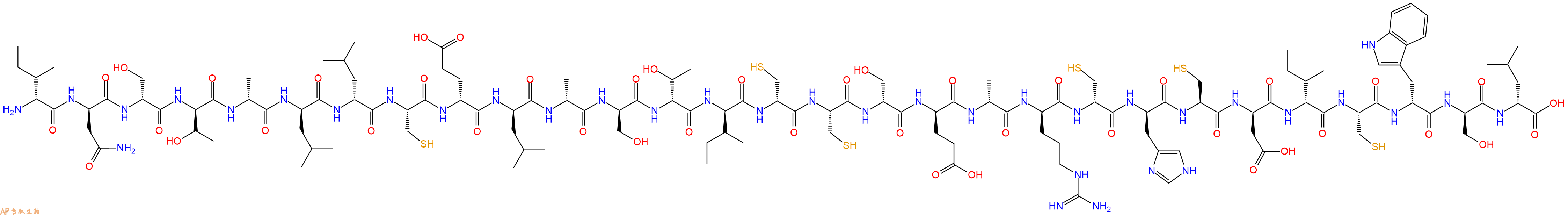 专肽生物产品H2N-DIle-DAsn-DSer-DThr-DAla-DLeu-DLeu-Cys-DGlu-DLeu-DAla-DSer-DThr-DIle-DCys-Cys-DSer-DGlu-DAla-DArg-DCys-DHis-Cys-DAsp-DIle-Cys-DTrp-DSer-DLeu-OH