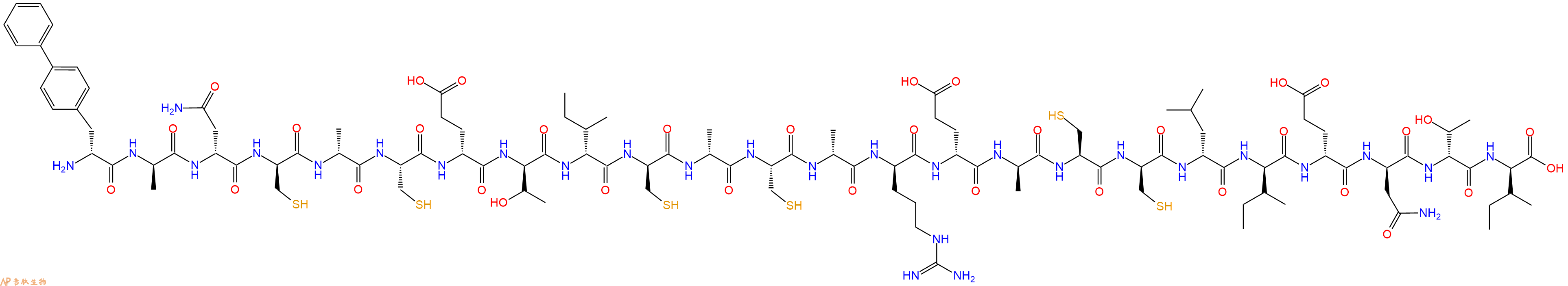 专肽生物产品H2N-DBip-DAla-DAsn-DCys-DAla-Cys-DGlu-DThr-DIle-DCys-DAla-Cys-DAla-DArg-DGlu-DAla-Cys-DCys-DLeu-DIle-DGlu-DAsn-DThr-DIle-OH