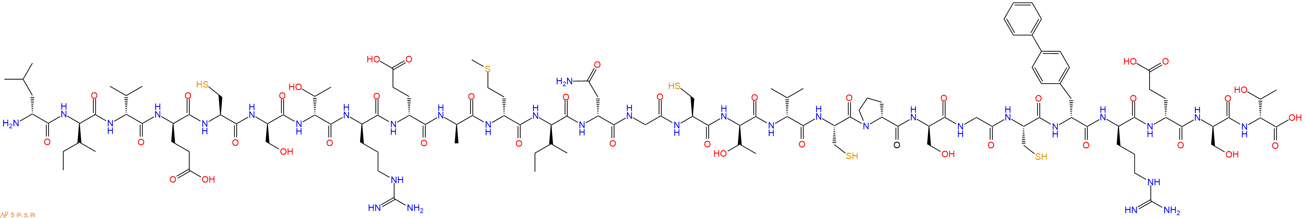 专肽生物产品H2N-DLeu-DIle-DVal-DGlu-Cys-DSer-DThr-DArg-DGlu-DAla-DMet-DIle-DAsn-Gly-Cys-DThr-DVal-Cys-DPro-DSer-Gly-Cys-DBip-DArg-DGlu-DSer-DThr-OH