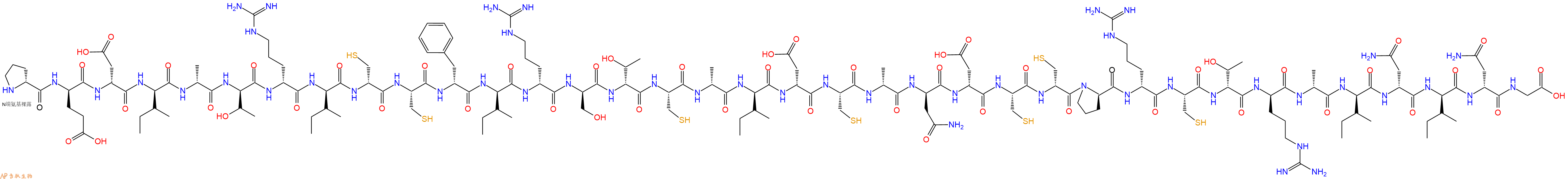 专肽生物产品H2N-DPro-DGlu-DAsp-DIle-DAla-DThr-DArg-DIle-DCys-Cys-DPhe-DIle-DArg-DSer-DThr-Cys-DAla-DIle-DAsp-Cys-DAla-DAsn-DAsp-Cys-DCys-DPro-DArg-Cys-DThr-DArg-DAla-DIle-DAsn-DIle-DAsn-Gly-OH