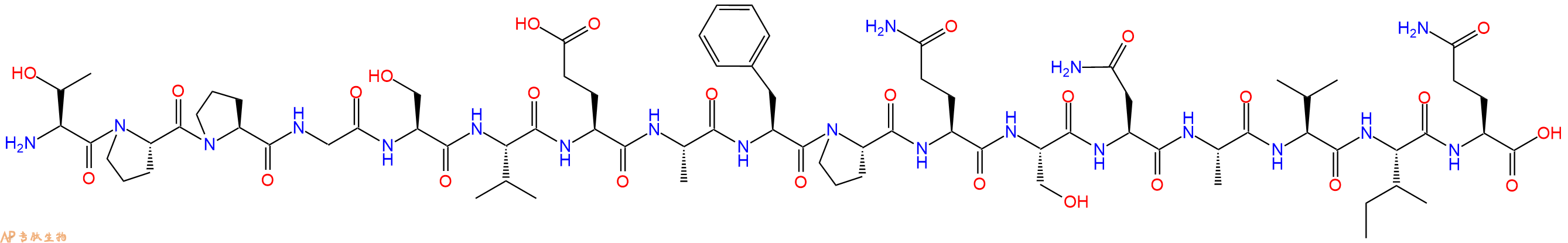 专肽生物产品H2N-Thr-Pro-Pro-Gly-Ser-Val-Glu-Ala-Phe-Pro-Gln-Ser-Asn-Ala-Val-Ile-Gln-OH