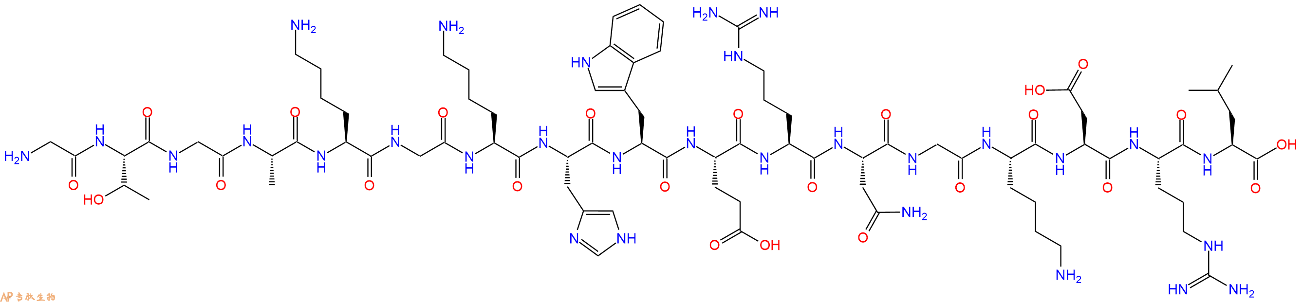专肽生物产品H2N-Gly-Thr-Gly-Ala-Lys-Gly-Lys-His-Trp-Glu-Arg-Asn-Gly-Lys-Asp-Arg-Leu-OH