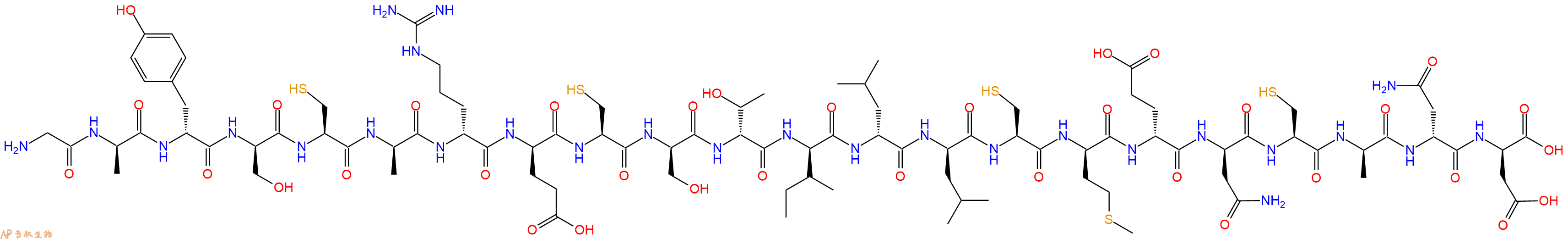 专肽生物产品H2N-Gly-DAla-DTyr-DSer-Cys-DAla-DArg-DGlu-Cys-DSer-DThr-DIle-DLeu-DLeu-Cys-DMet-DGlu-DAsn-Cys-DAla-DAsn-DAsp-OH