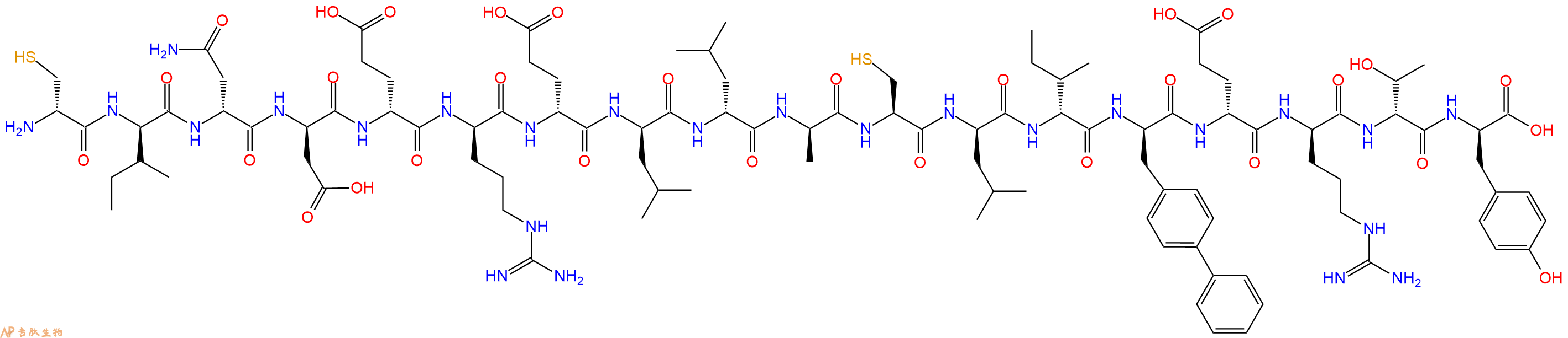 专肽生物产品H2N-DCys-DIle-DAsn-DAsp-DGlu-DArg-DGlu-DLeu-DLeu-DAla-Cys-DLeu-DIle-DBip-DGlu-DArg-DThr-DTyr-OH