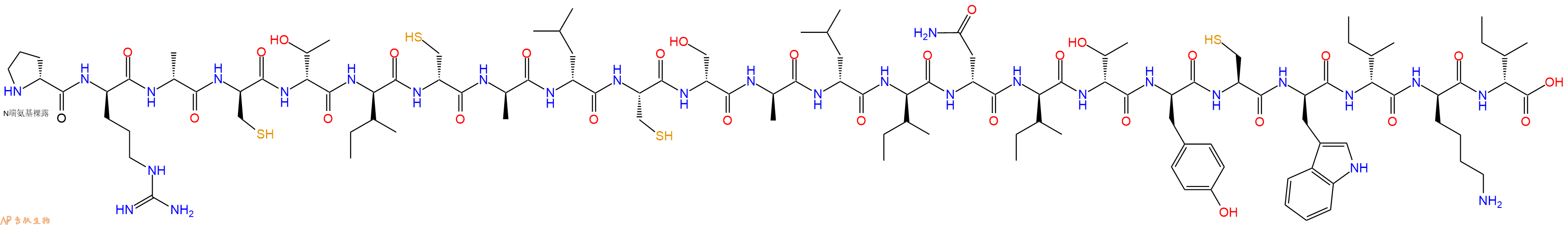 专肽生物产品H2N-DPro-DArg-DAla-DCys-DThr-DIle-DCys-DAla-DLeu-Cys-DSer-DAla-DLeu-DIle-DAsn-DIle-DThr-DTyr-Cys-DTrp-DIle-DLys-DIle-OH