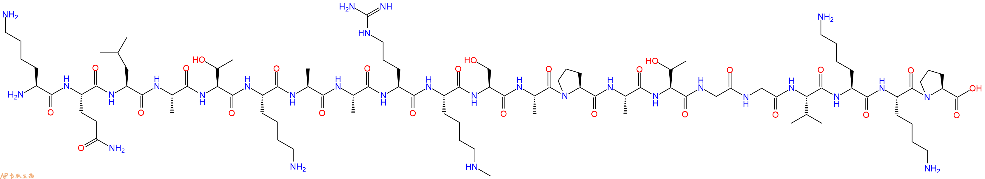 专肽生物产品H2N-Lys-Gln-Leu-Ala-Thr-Lys-Ala-Ala-Arg-Lys(Me)-Ser-Ala-Pro-Ala-Thr-Gly-Gly-Val-Lys-Lys-Pro-OH