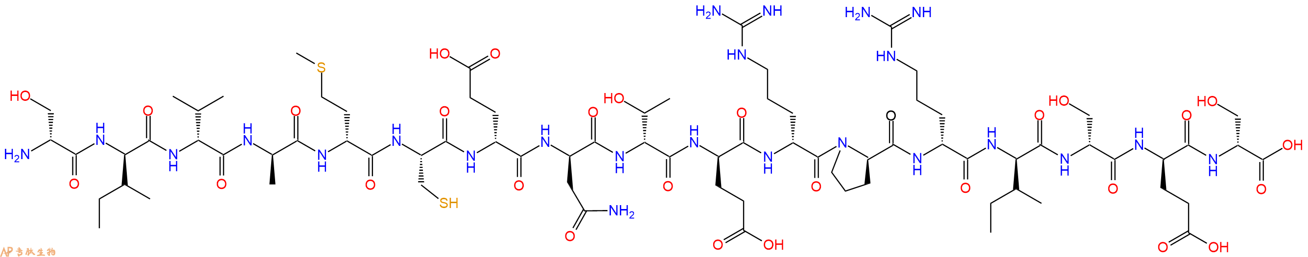 专肽生物产品H2N-DSer-DIle-DVal-DAla-DMet-Cys-DGlu-DAsn-DThr-DGlu-DArg-DPro-DArg-DIle-DSer-DGlu-DSer-OH