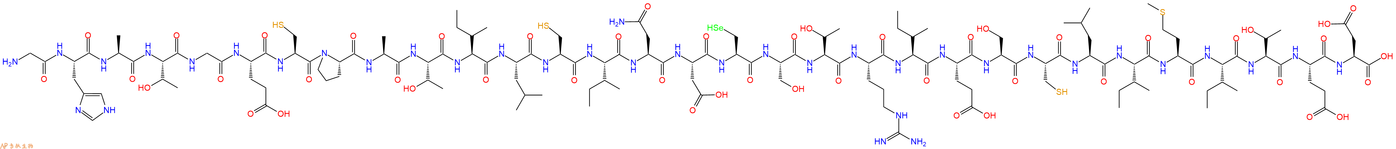 专肽生物产品H2N-Gly-His-Ala-Thr-Gly-Glu-Cys-Pro-Ala-Thr-Ile-Leu-Cys-Ile-Asn-Asp-Sec-Ser-Thr-Arg-Ile-Glu-Ser-Cys-Leu-Ile-Met-Ile-Thr-Glu-Asp-OH