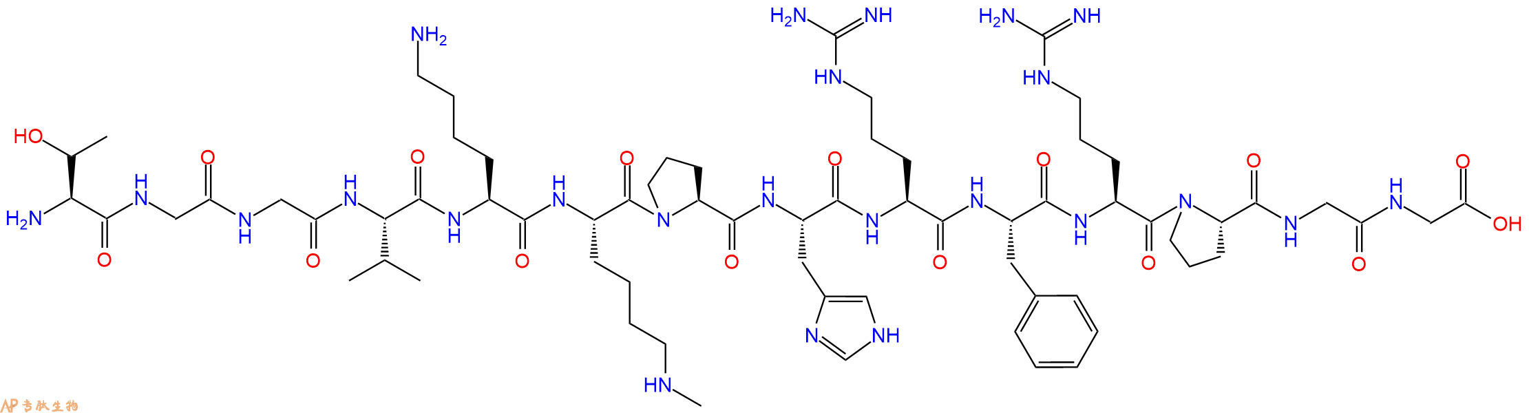 专肽生物产品H2N-Thr-Gly-Gly-Val-Lys-Lys(Me)-Pro-His-Arg-Phe-Arg-Pro-Gly-Gly-OH