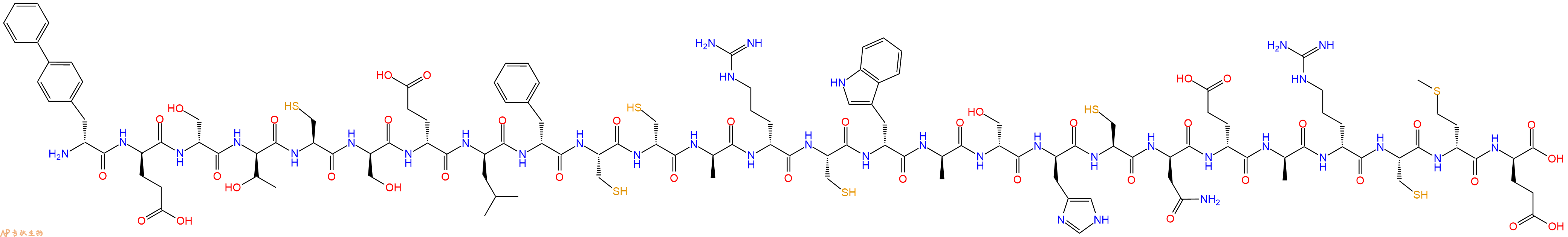 专肽生物产品H2N-DBip-DGlu-DSer-DThr-Cys-DSer-DGlu-DLeu-DPhe-Cys-DCys-DAla-DArg-Cys-DTrp-DAla-DSer-DHis-Cys-DAsn-DGlu-DAla-DArg-Cys-DMet-DGlu-OH