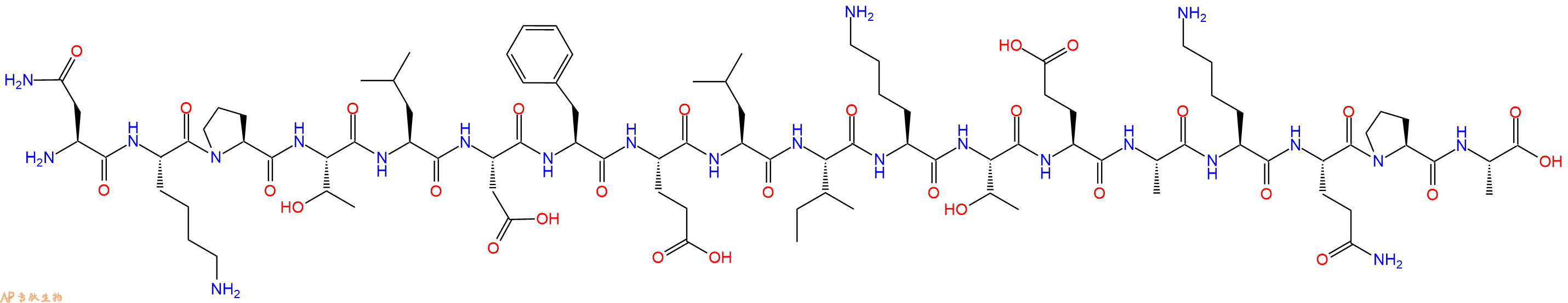 专肽生物产品H2N-Asn-Lys-Pro-Thr-Leu-Asp-Phe-Glu-Leu-Ile-Lys-Thr-Glu-Ala-Lys-Gln-Pro-Ala-OH