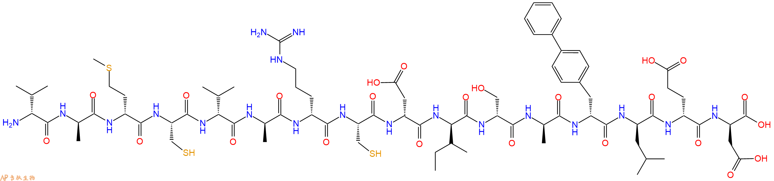 专肽生物产品H2N-DVal-DAla-DMet-Cys-DVal-DAla-DArg-Cys-DAsp-DIle-DSer-DAla-DBip-DLeu-DGlu-DAsp-OH