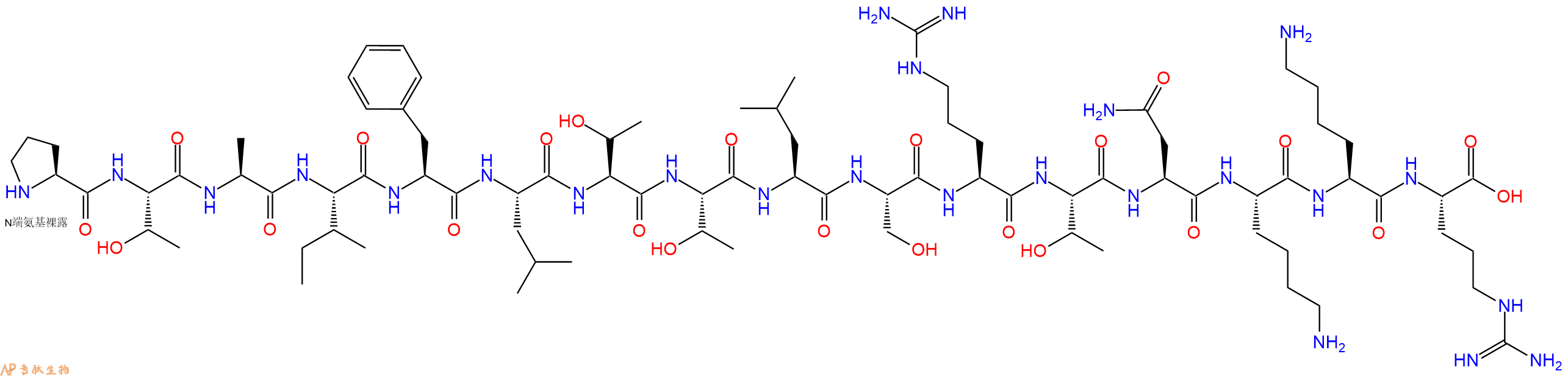 专肽生物产品H2N-Pro-Thr-Ala-Ile-Phe-Leu-Thr-Thr-Leu-Ser-Arg-Thr-Asn-Lys-Lys-Arg-OH