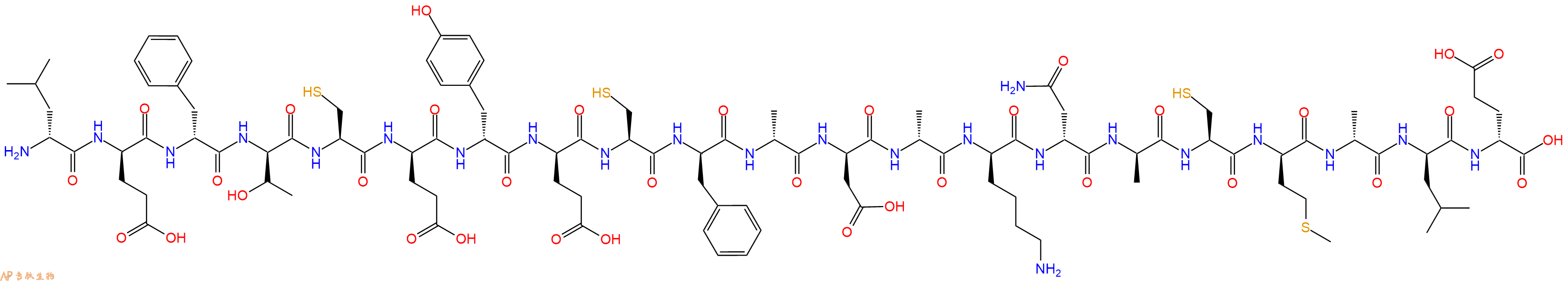 专肽生物产品H2N-DLeu-DGlu-DPhe-DThr-Cys-DGlu-DTyr-DGlu-Cys-DPhe-DAla-DAsp-DAla-DLys-DAsn-DAla-Cys-DMet-DAla-DLeu-DGlu-OH