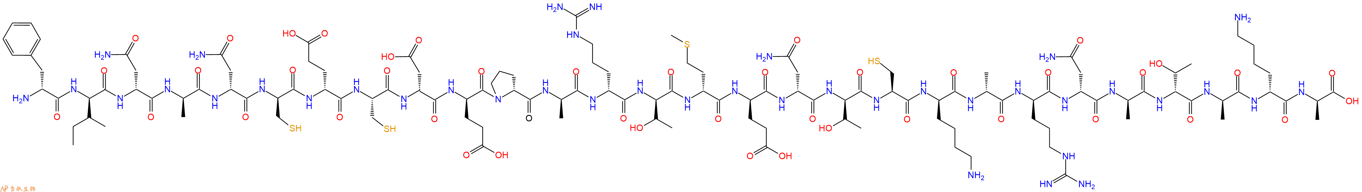 专肽生物产品H2N-DPhe-DIle-DAsn-DAla-DAsn-DCys-DGlu-Cys-DAsp-DGlu-DPro-DAla-DArg-DThr-DMet-DGlu-DAsn-DThr-Cys-DLys-DAla-DArg-DAsn-DAla-DThr-DAla-DLys-DAla-OH