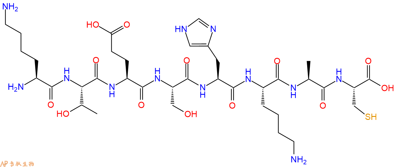 专肽生物产品H2N-Lys-Thr-Glu-Ser-His-Lys-Ala-Cys-OH
