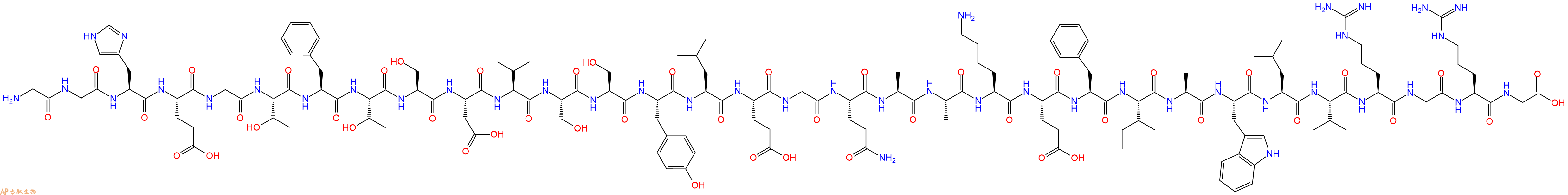 专肽生物产品H2N-Gly-Gly-His-Glu-Gly-Thr-Phe-Thr-Ser-Asp-Val-Ser-Ser-Tyr-Leu-Glu-Gly-Gln-Ala-Ala-Lys-Glu-Phe-Ile-Ala-Trp-Leu-Val-Arg-Gly-Arg-Gly-OH
