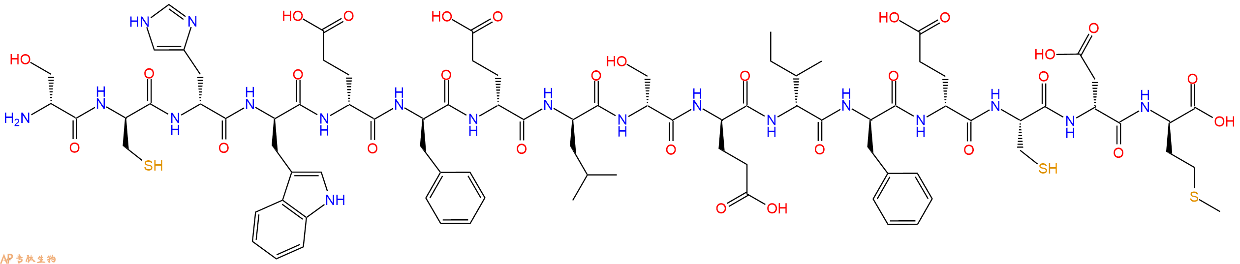 专肽生物产品H2N-DSer-DCys-DHis-DTrp-DGlu-DPhe-DGlu-DLeu-DSer-DGlu-DIle-DPhe-DGlu-Cys-DAsp-DMet-OH