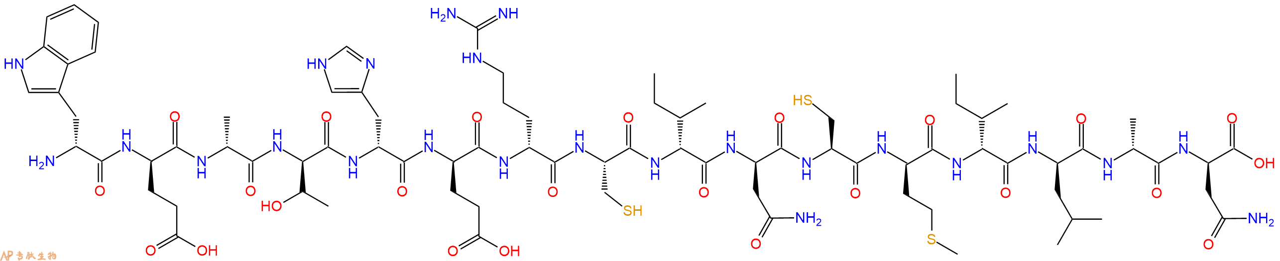 专肽生物产品H2N-DTrp-DGlu-DAla-DThr-DHis-DGlu-DArg-Cys-DIle-DAsn-Cys-DMet-DIle-DLeu-DAla-DAsn-OH
