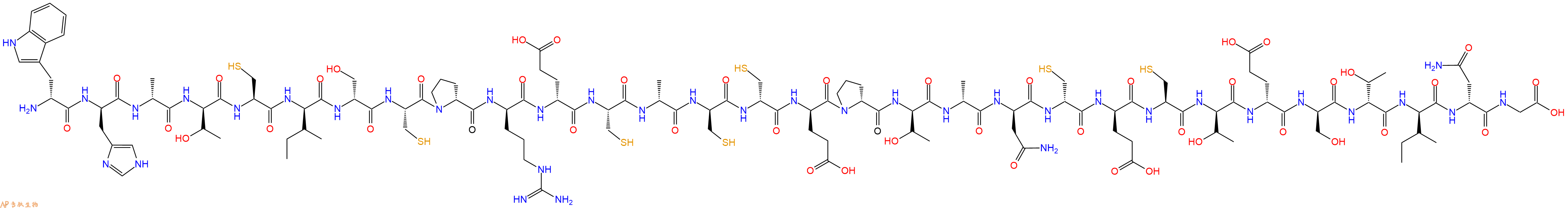 专肽生物产品H2N-DTrp-DHis-DAla-DThr-Cys-DIle-DSer-Cys-DPro-DArg-DGlu-Cys-DAla-DCys-DCys-DGlu-DPro-DThr-DAla-DAsn-DCys-DGlu-Cys-DThr-DGlu-DSer-DThr-DIle-DAsn-Gly-OH