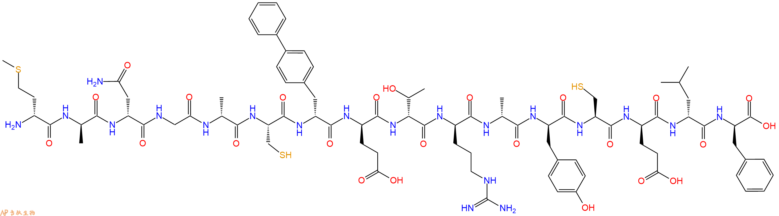 专肽生物产品H2N-DMet-DAla-DAsn-Gly-DAla-Cys-DBip-DGlu-DThr-DArg-DAla-DTyr-Cys-DGlu-DLeu-DPhe-OH
