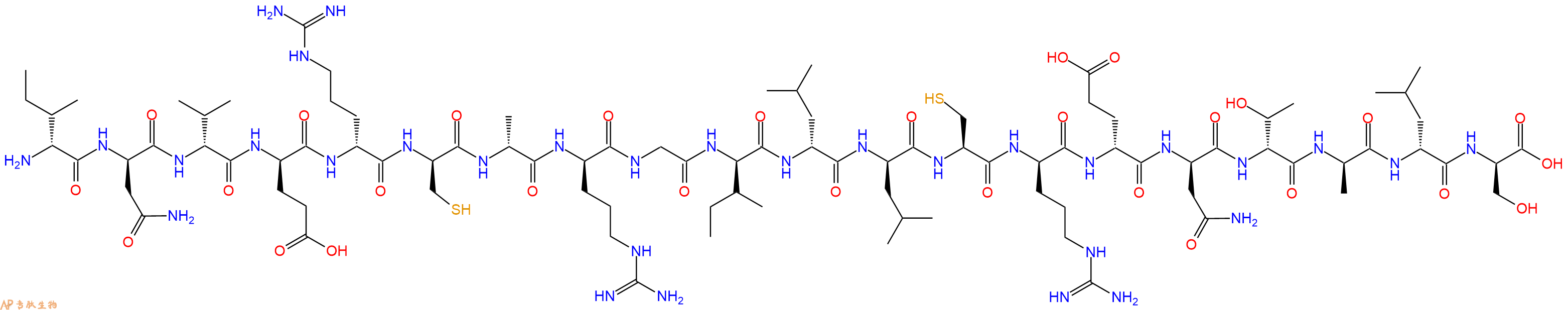 专肽生物产品H2N-DIle-DAsn-DVal-DGlu-DArg-DCys-DAla-DArg-Gly-DIle-DLeu-DLeu-Cys-DArg-DGlu-DAsn-DThr-DAla-DLeu-DSer-OH