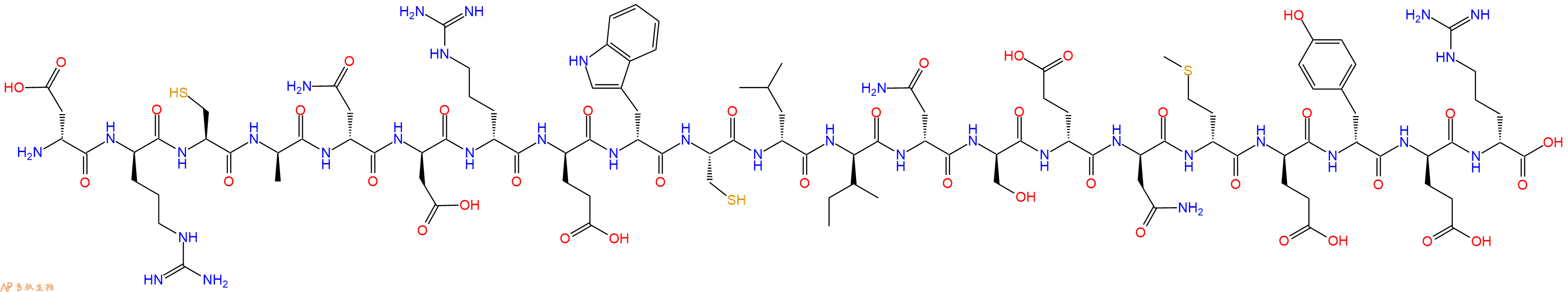 专肽生物产品H2N-DAsp-DArg-Cys-DAla-DAsn-DAsp-DArg-DGlu-DTrp-Cys-DLeu-DIle-DAsn-DSer-DGlu-DAsn-DMet-DGlu-DTyr-DGlu-DArg-OH