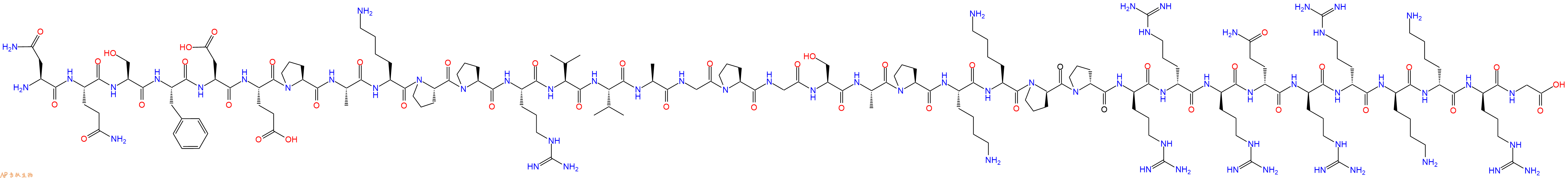 专肽生物产品H2N-Asn-Gln-Ser-Phe-Asp-Glu-Pro-Ala-Lys-Pro-Pro-Arg-Val-Val-Ala-Gly-Pro-Gly-Ser-Ala-Pro-Lys-Lys-DPro-DPro-DArg-DArg-DArg-DGln-DArg-DArg-DLys-DLys-DArg-Gly-OH