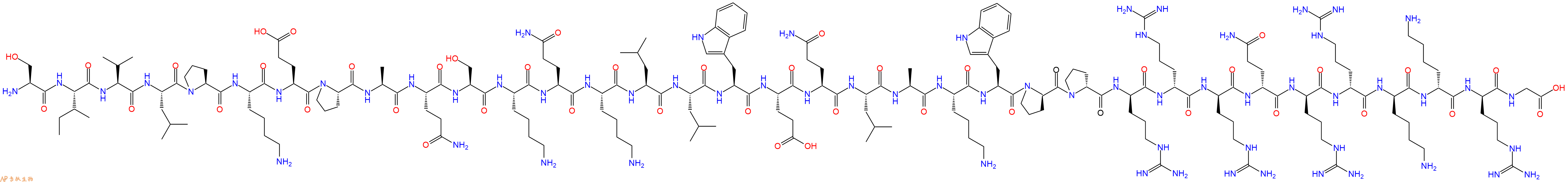 专肽生物产品H2N-Ser-Ile-Val-Leu-Pro-Lys-Glu-Pro-Ala-Gln-Ser-Lys-Gln-Lys-Leu-Leu-Trp-Glu-Gln-Leu-Ala-Lys-Trp-DPro-DPro-DArg-DArg-DArg-DGln-DArg-DArg-DLys-DLys-DArg-Gly-OH