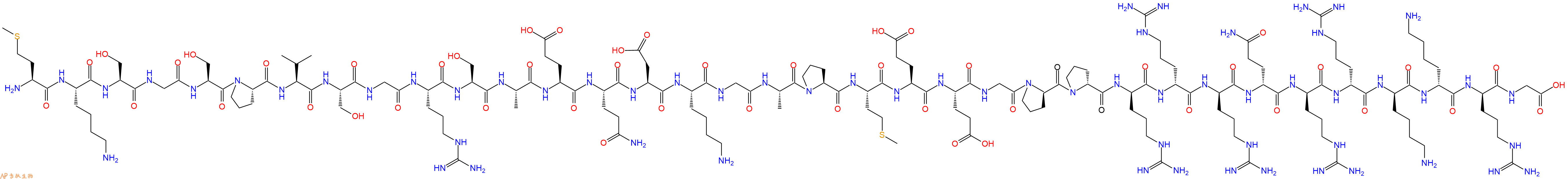 专肽生物产品H2N-Met-Lys-Ser-Gly-Ser-Pro-Val-Ser-Gly-Arg-Ser-Ala-Glu-Gln-Asp-Lys-Gly-Ala-Pro-Met-Glu-Glu-Gly-DPro-DPro-DArg-DArg-DArg-DGln-DArg-DArg-DLys-DLys-DArg-Gly-OH